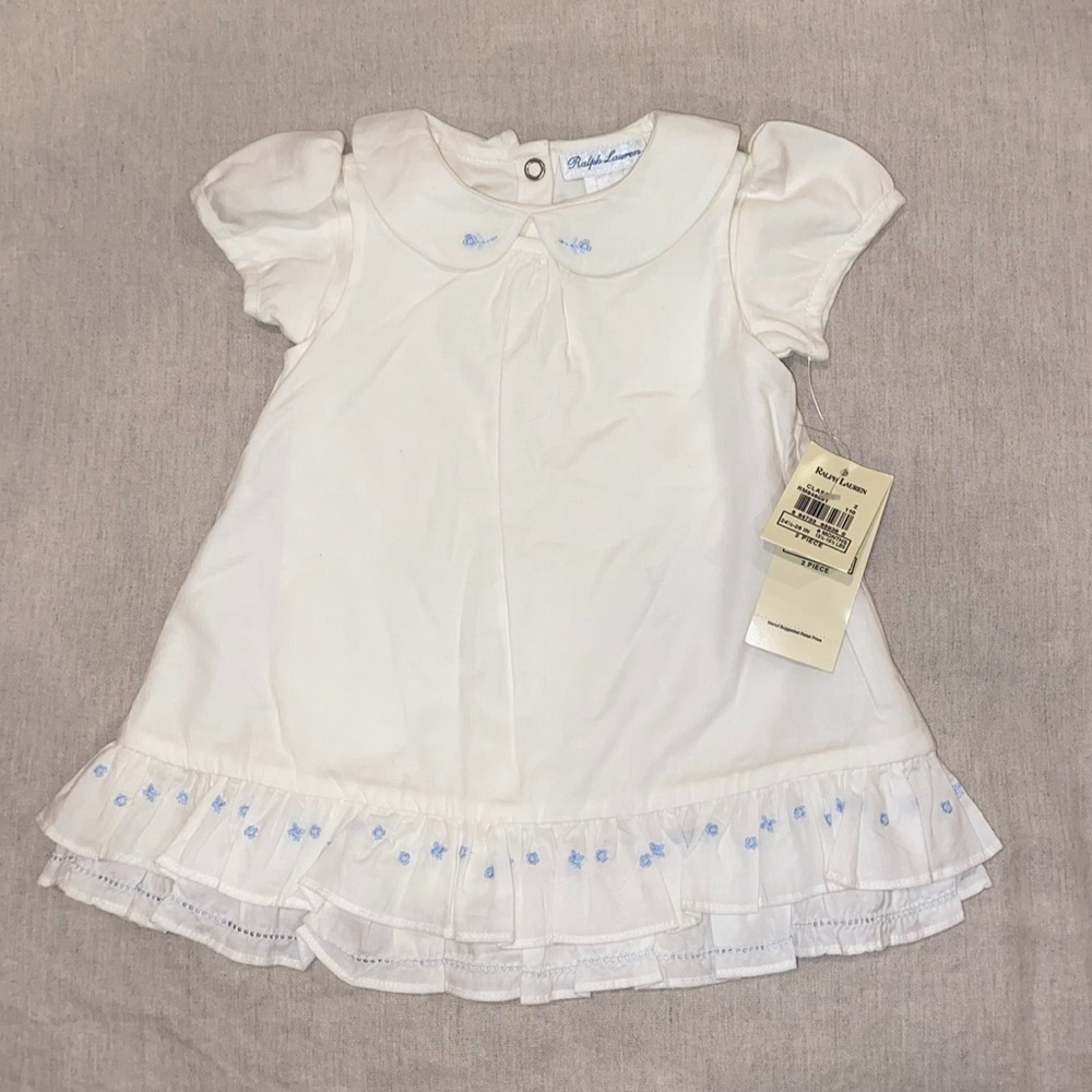 Ralph Lauren White Dress with Blue Accents